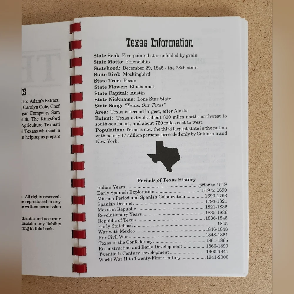 TEXAS Cookbook VTG 1996